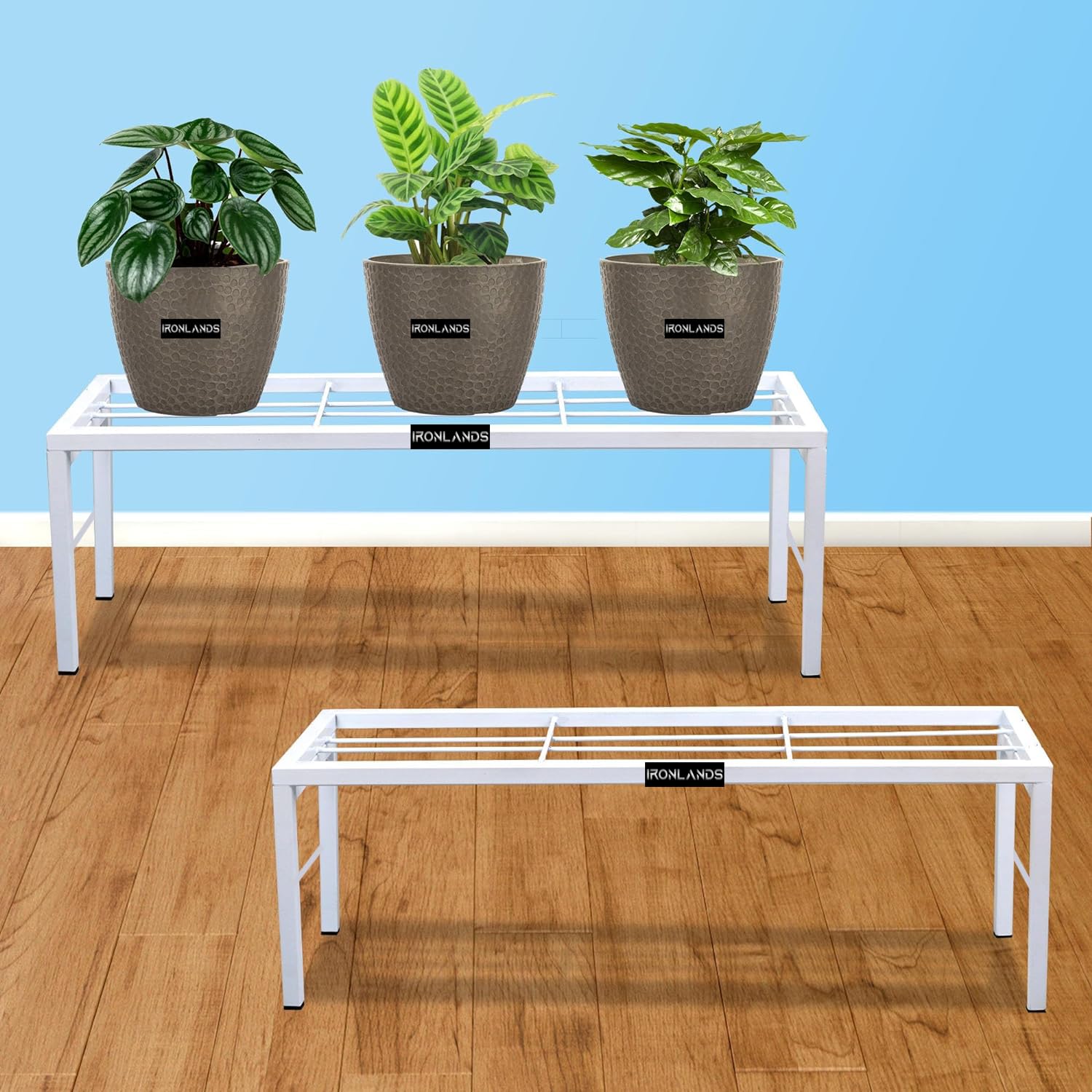 IRON LANDS Elegance High Step Pot Stand Premium Heavy Flower Pot Holder Shelf Indoor Outdoor Gamla Planter Display Shelving Unit for Patio Garden Balcony Home Decor - Color White (Pack of 2) (B0D4JDLSDB) Amazon Price History, Amazon Price Tracker
