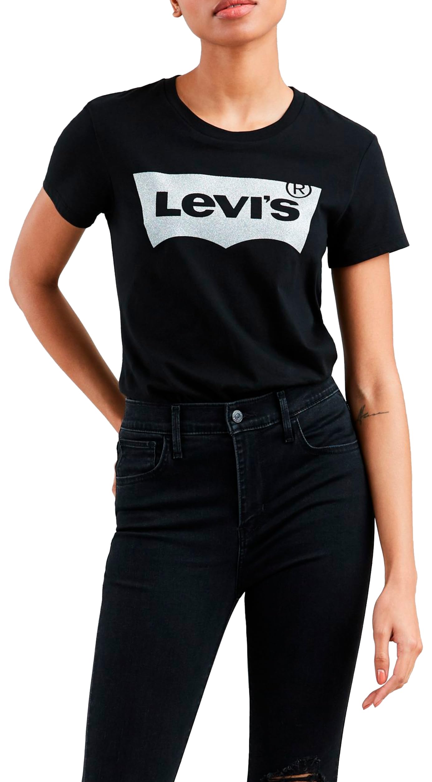 Levi's Women's The Perfect Tee T-Shirt, Large Batwing Logo