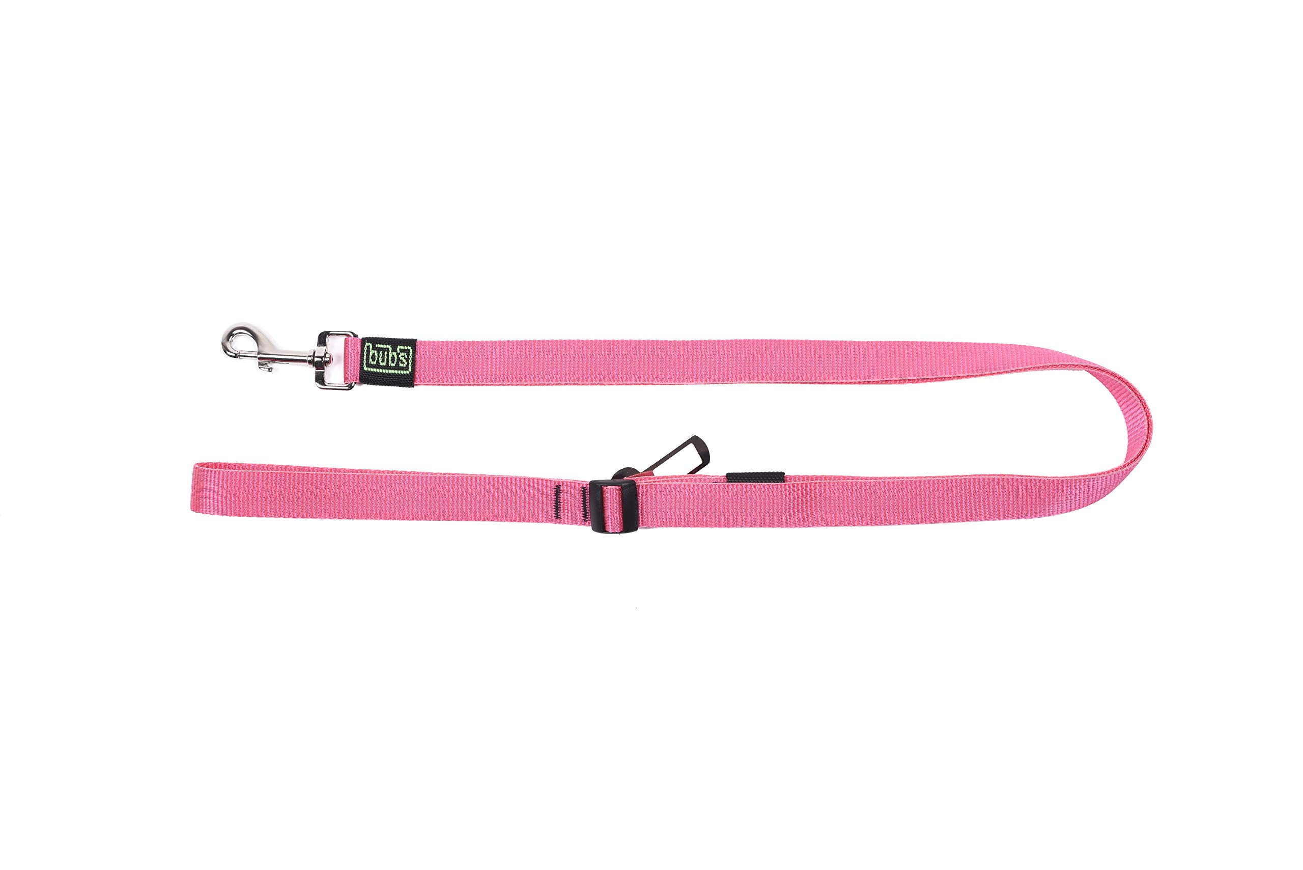 bub's Duo Correa Paseo y Coche, 2 en 1 Correa para Perro con cinturón de Seguridad para el Coche (25mm Ancho y de 1m a 1,6m de Largo) (Rosa)