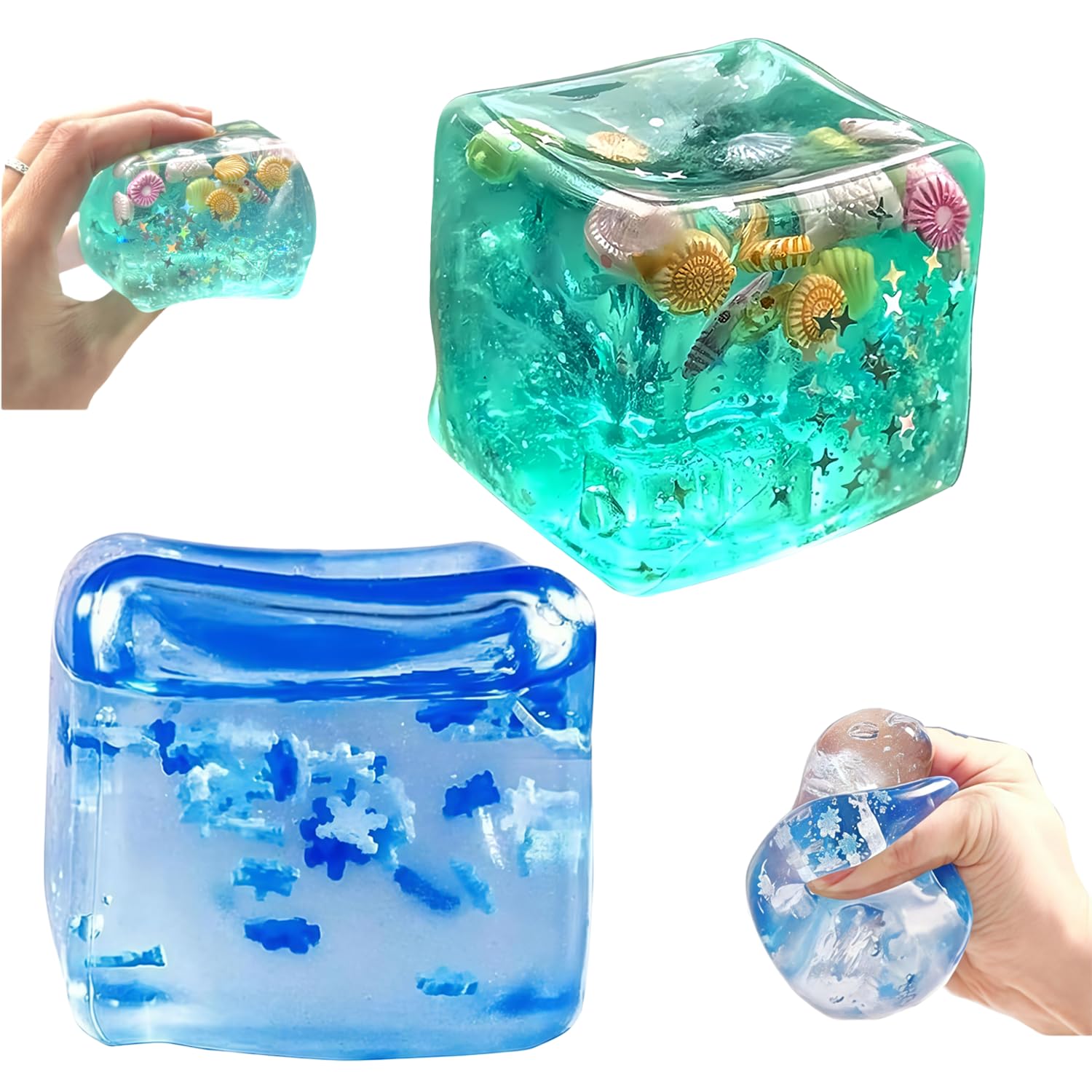 2pack Premium Block Cube Squishy – Ice Cube Squishies for Adults, Squishy Cube, Stress Cube