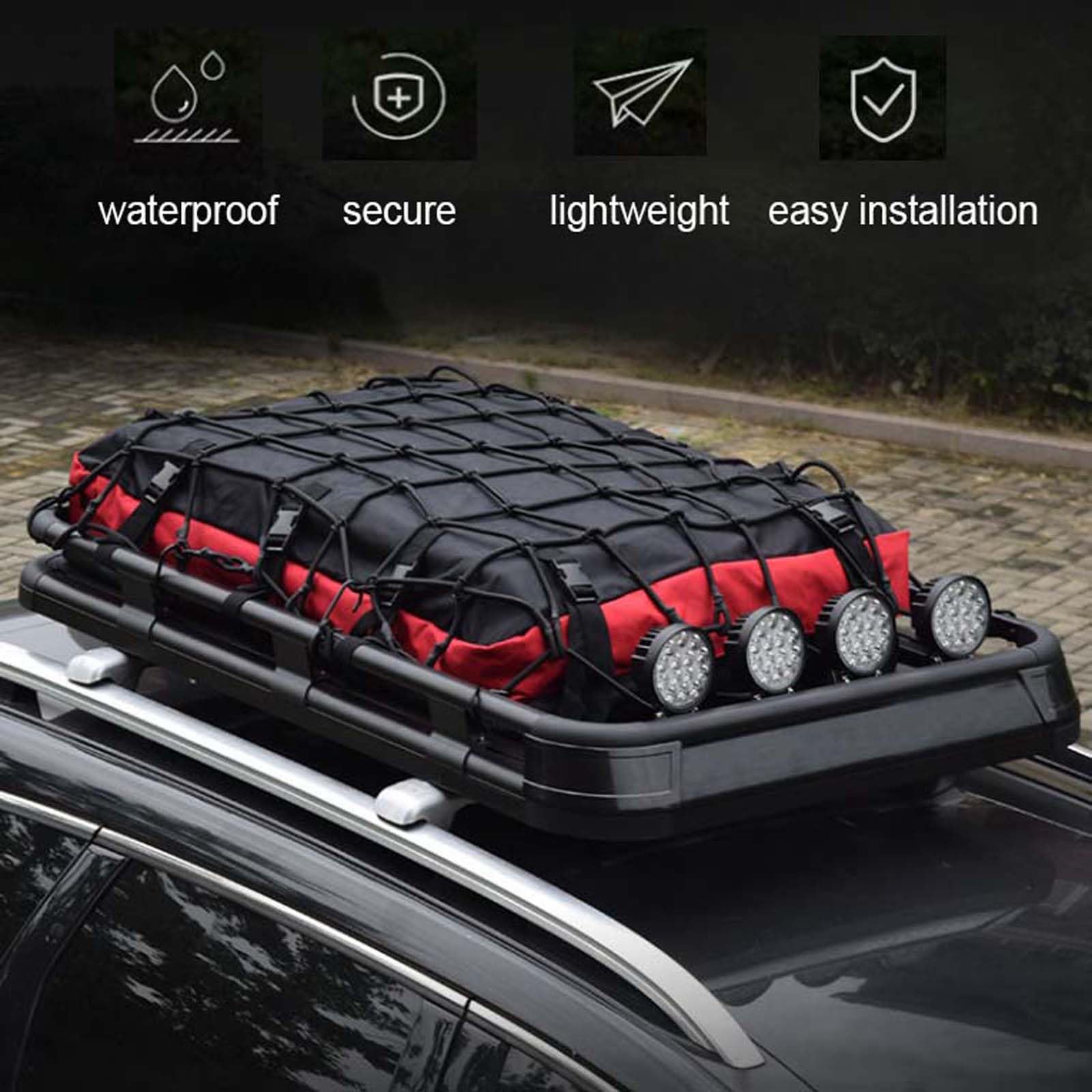 Borsa da tetto per auto, impermeabile, universale, con cinghie rinforzate, borsa per riporre oggetti, adatta per tutti i veicoli con portapacchi