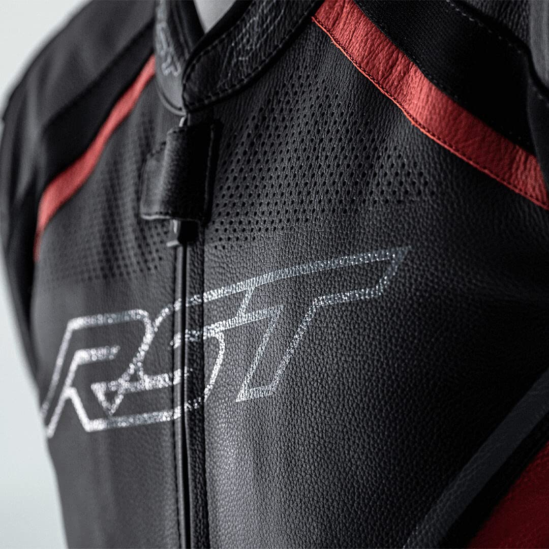 RST Sabre Airbag Moto Veste en Cuir Noir/Blanc/Rouge XL