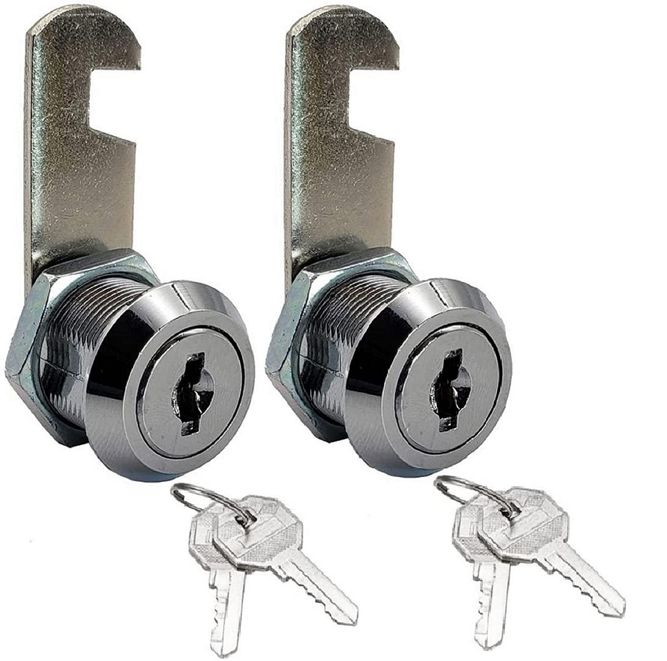 MMDD Cam Locks Set for Cabinets, 2 Pack Keyed Alike 1-1/4 Inch(16mm) Cylinder Cam Cabinet Locks Secure Security Mailbox File Toolbox Replacement Hardware, Chrome-Finish Zinc Alloy