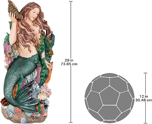 Miniatura 8 de Design Toscano EU920265 Escultura de pared de sirena de conchas (2 unidades), 2 unidades, color verde