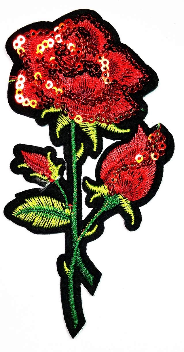 Rosa Bordada Parche De Hierro En Parches Para Apliques De Ropa Para