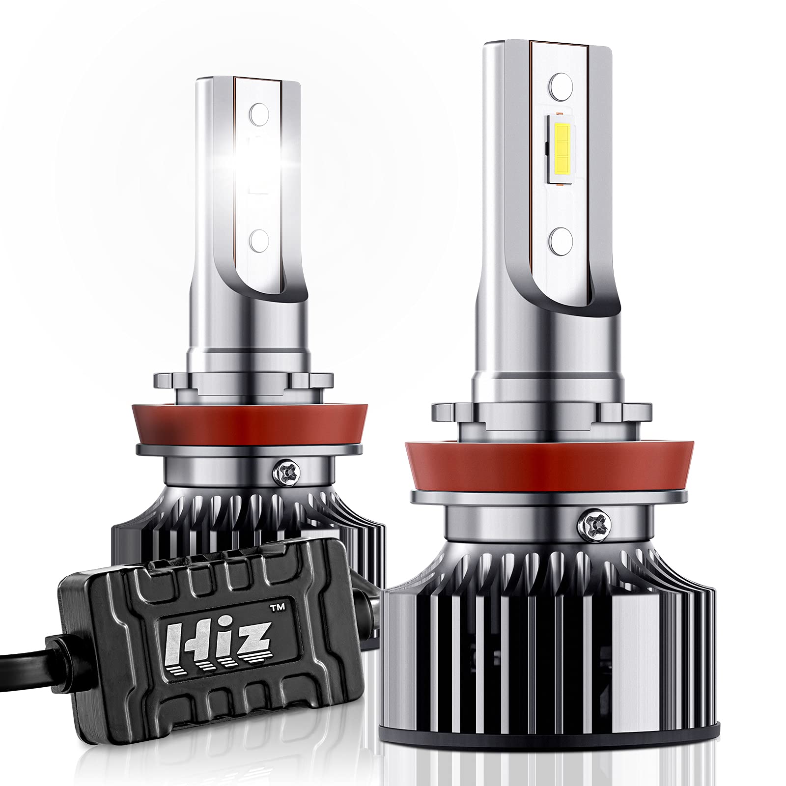 Hiz H11/H8/H9 LED Headlight Bulbs, 60W 10000LM. Waterproof IP67.6500K Cool White High Beam /Low Beam, Super Bright LED Headlights. Pack of 2.