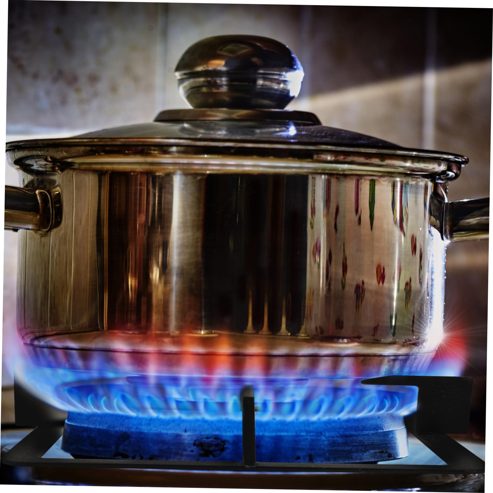 Gasherd Halterung aus Hitzebeständigem Material Rechteckiger Topfträger für Gaskochfelder Rutschfester Herdstützrahmen Energiesparendes Küchengerät Einfache Installation Stabiler
