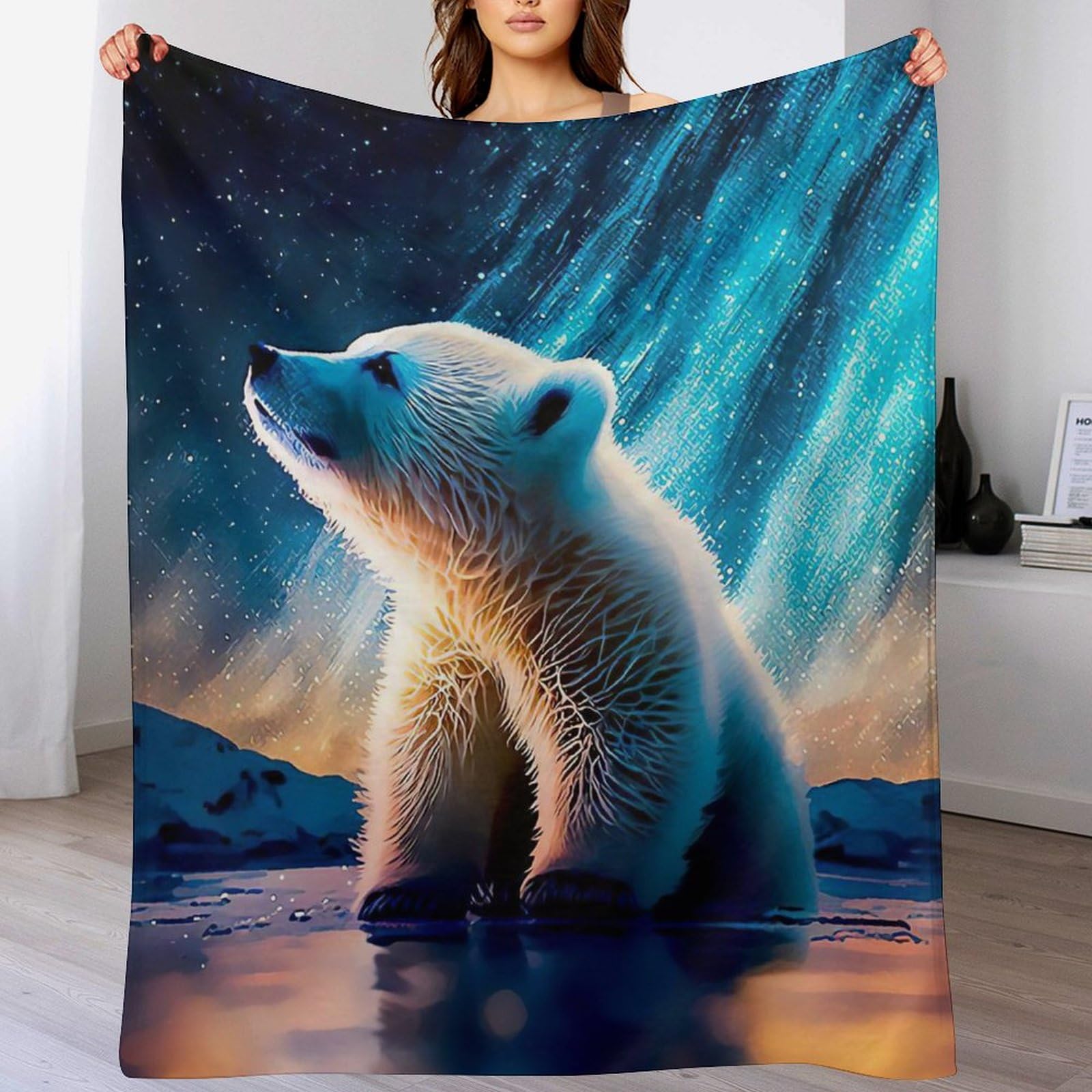Couverture polaire flannel ours polaire tissu peluche doux thermique lit canape 140x180