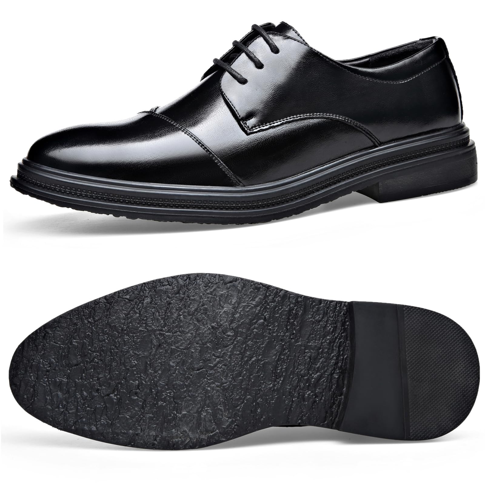 DADAWEN Chaussures de Ville Homme Cuir Verni Noir Derby pour Mariage cérémonie Travail Bureau