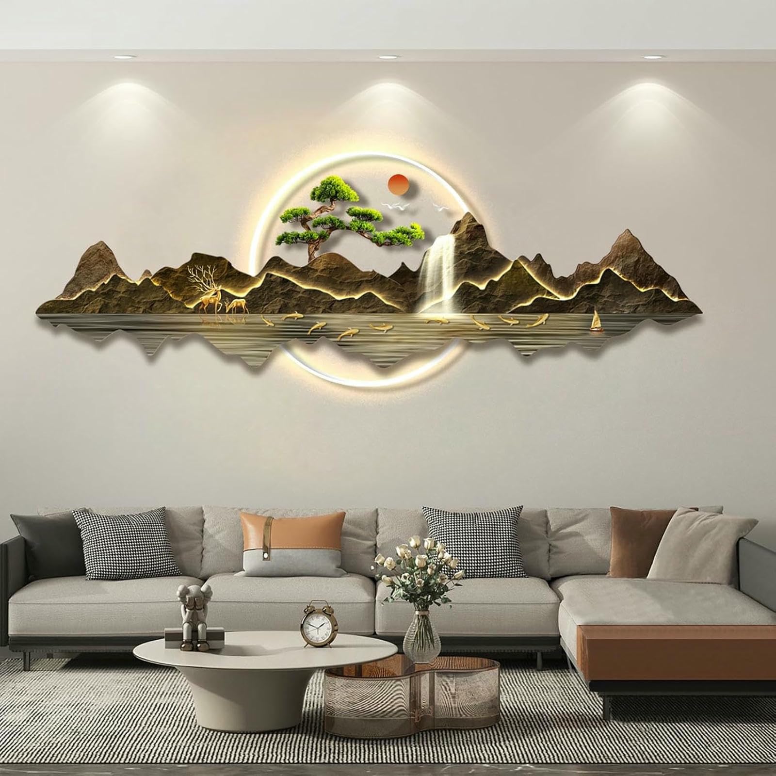 Dekoratives Gemälde mit LED-Licht, 3D-Wandkunst, Dekoration für Schlafzimmer, Wohnzimmer, moderne Heimdekoration