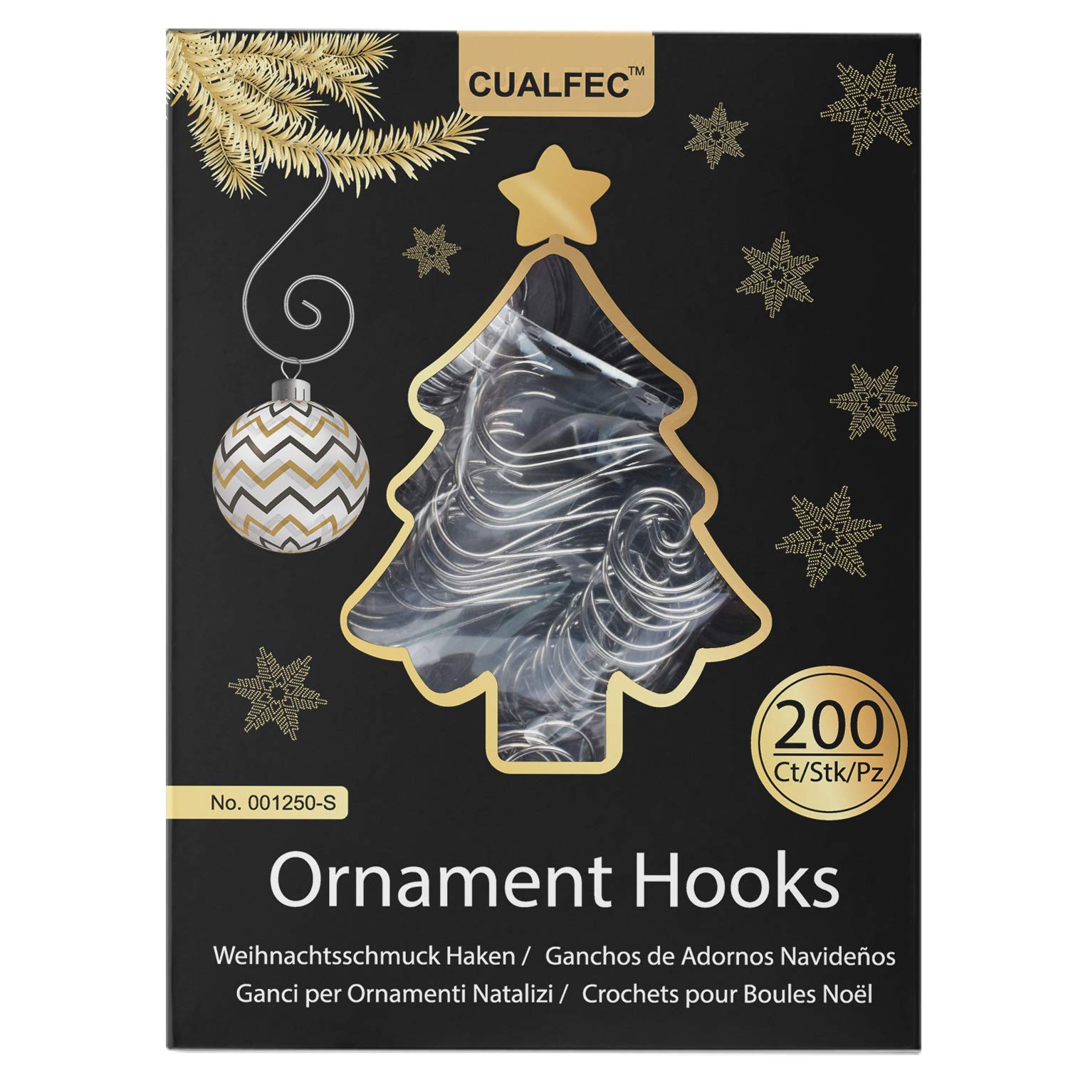CUALFECChristmas Ornaments Hooks Christmas Tree Hanger Great for Christmas Tree Decoration - 200 / Silver