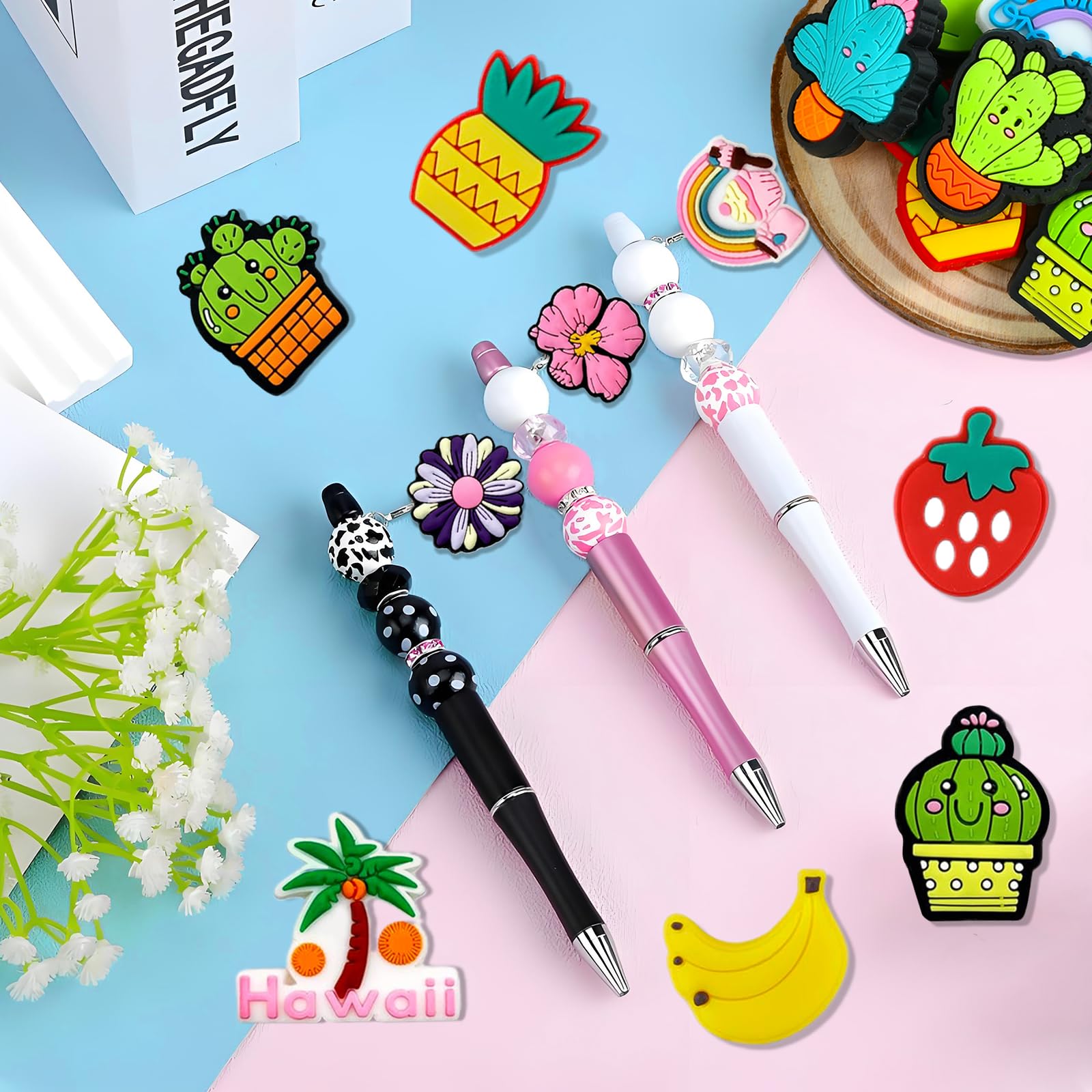Sommer Silikonperlen Set – 16 Stück, Mit Obst- & Cartoon-Motiven, Für DIY Schmuck & Armbänder