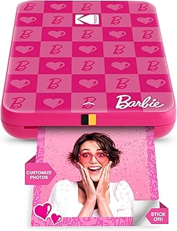x Barbie Instant Smartphone Portable Photo Printer, Full Color, Wireless, Zink 2x3” (5.1x7.5 cm) Sticky-Back Photos, Print from iOS & Android Devices with Fun Editing App, Iconic Style