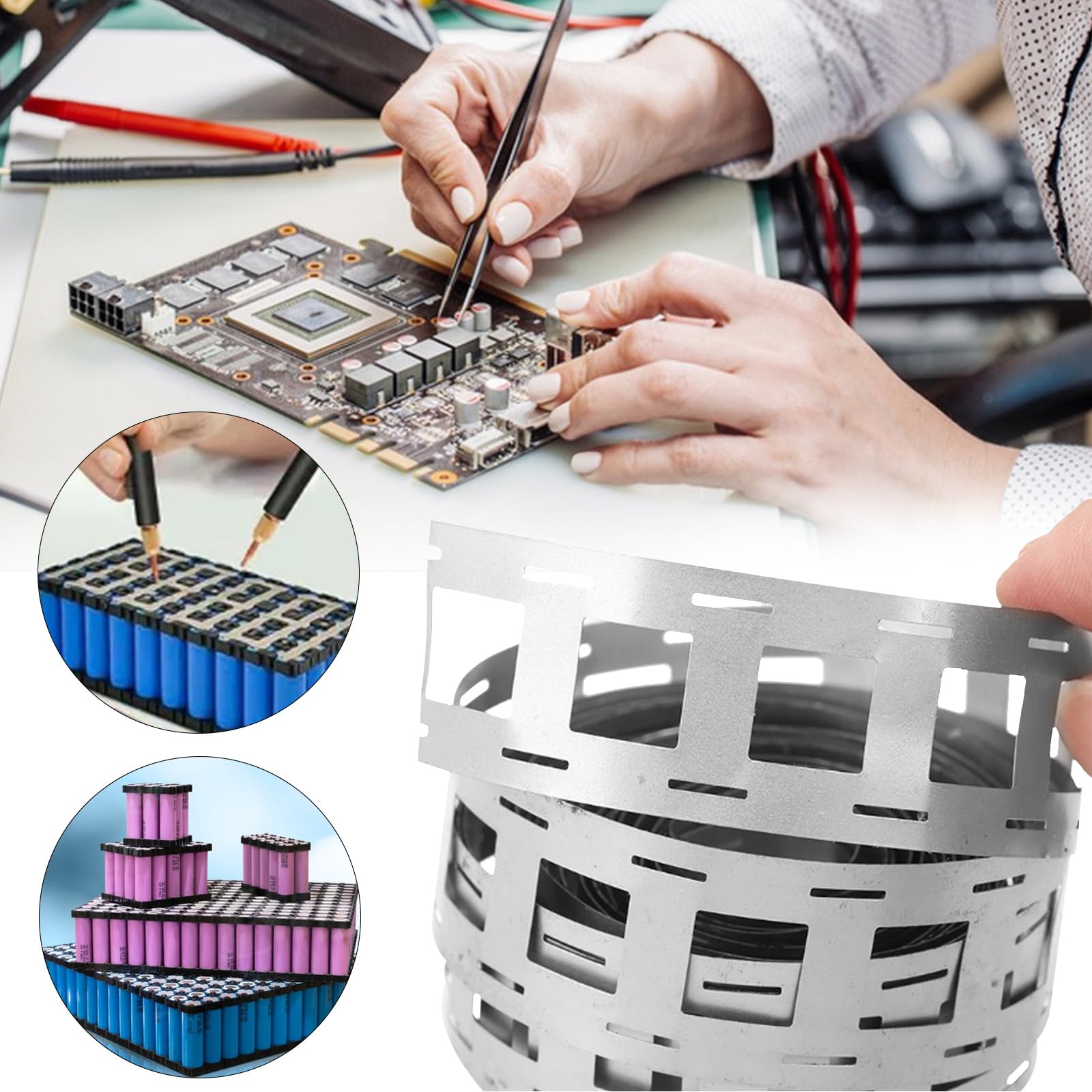 Bandes De Nickel, 2PC Ruban De Nickel 10M Ruban De Bande 0,15 X 27 mm Pour Soudage De Batteries 18650 Pour Soudeuse Par Points Plaque Ni Pour 2 Batteries 18650 Parallèles DIY 18650 Batterie