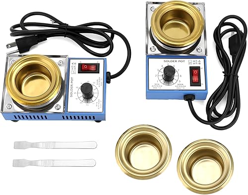 Miniatura 7 de QWORK Olla de soldadura, 150 W 110 V, placa de titanio de baño de soldadura de 1.969 in, capacidad de 17.64 oz 392.0-842.0 F, incluye olla extra de