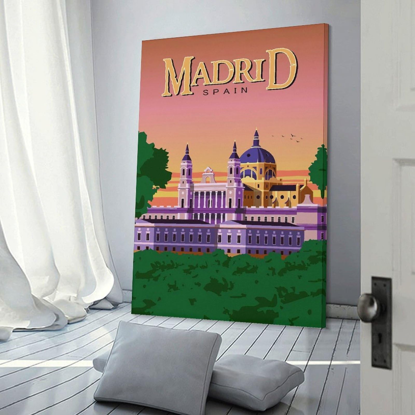 Junmoney Madrid, Spain Travel Wall Art Print 24x36inch(60x90cm), for Hallway, Entryway Or Landing, A Neat Decor Update for Hallways, for Everyday Interiors
