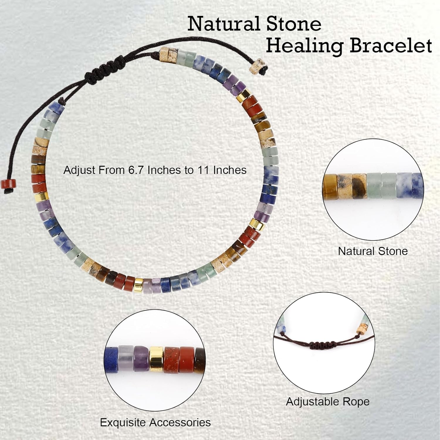 Inspirational Gifts Bracelets for Women Beaded Bracelets for Women Natural Stone Healing Bracelet Get Well Gifts for Friends Mom Daughter Sister Coworker - Image 2