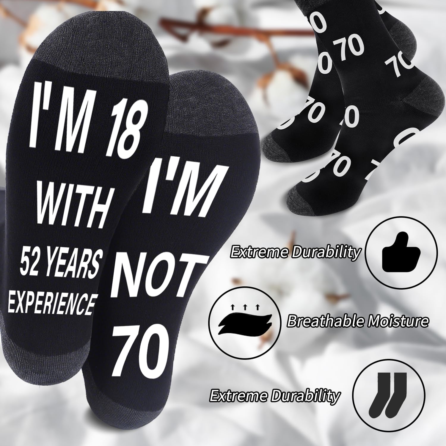 Keluna 70th Birthday Gifts for Men - 7Pcs 70 Years Old Mens Birthday Gifts Ideas, 20oz Tumbler, Funny Socks, Baseball Cap,Keychain, Bottle Opener, Candles, 70th Presents for Dad Granpa Husband Boss - Image 5
