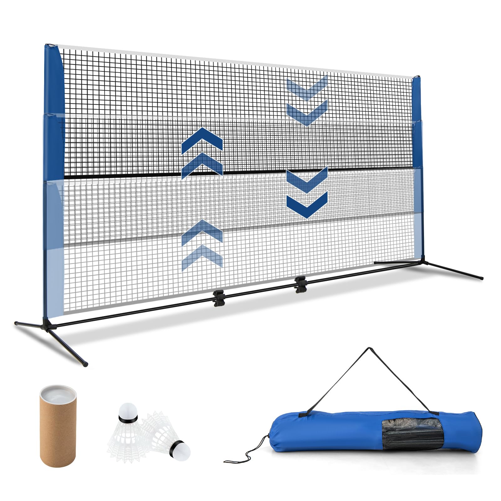 COSTWAY Red Badminton Plegable, Altura Ajustable de 89-155 cm, Redes de Bádminton Portátil con 2 Volantes, Bádminton, Voleibol, Pickleball, Tenis, Bolsa De Transporte