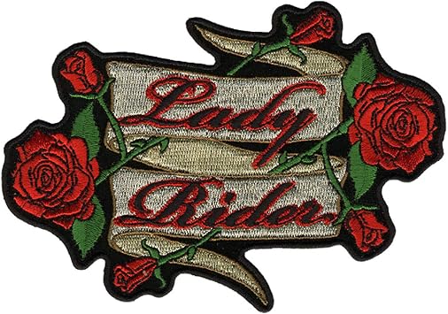 Milwaukee Leather Lady Rider Roses 5" x 4" Patch - 5W X 4H