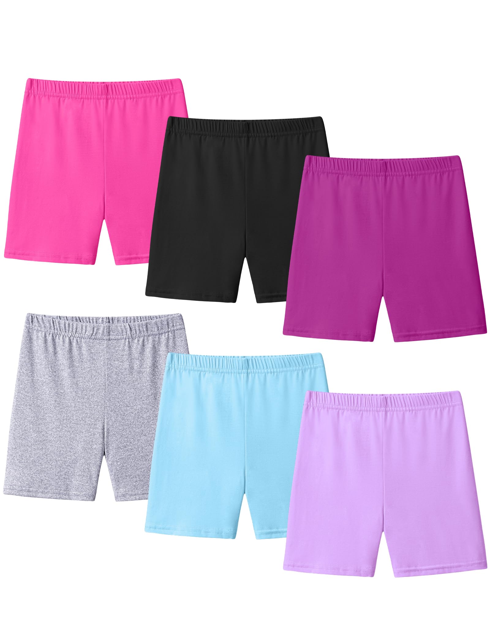 KEREDA Radlerhose Kinder Mädchen Kurze Hose Shorts Leggings 6er-Pack | Sommer Sporthosen,Leichte Turnhose,Luftige Sommerhose,Geeignet Für Teenager,Passend 2-10 Jahre,Bequeme Hosen