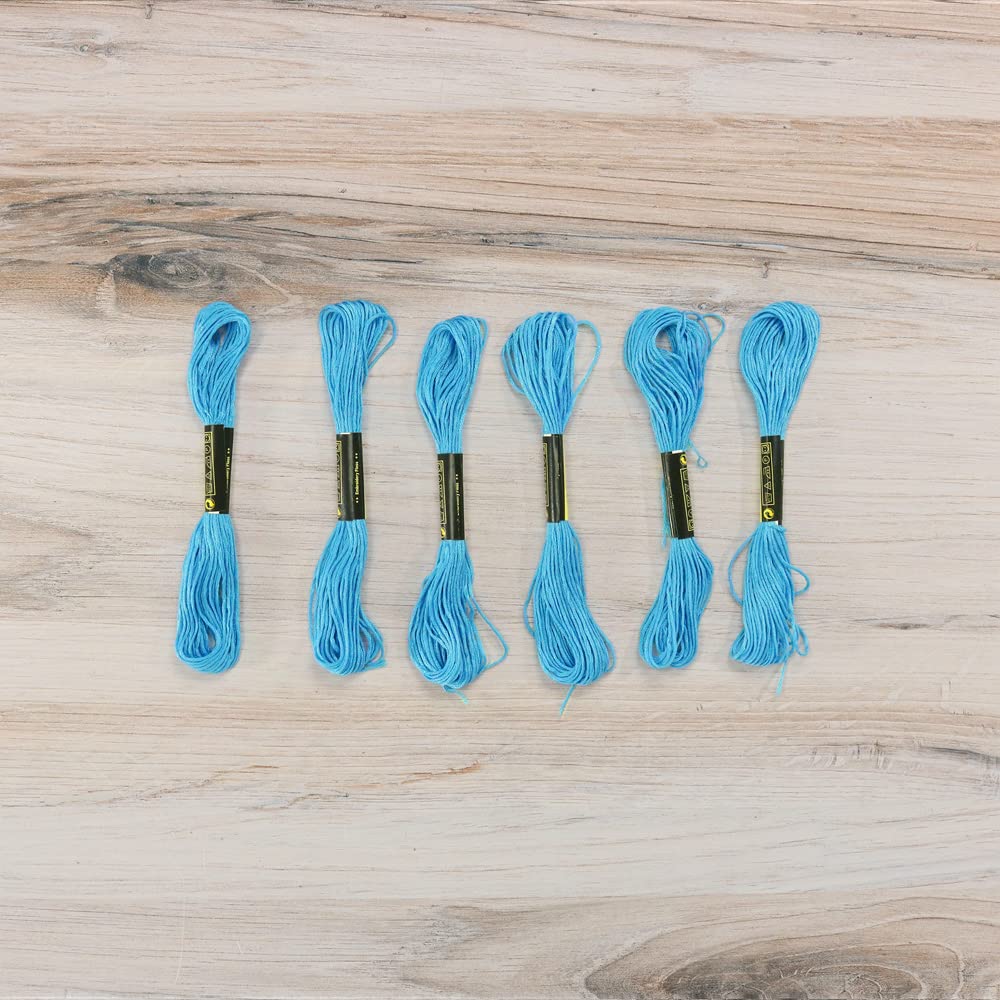 Embroidery Floss Pack – 6 Skeins, 8.7 Yards Each – Sky Blue Embroidery Floss for Needlework, DIY Bracelets, Crafting, Weaving