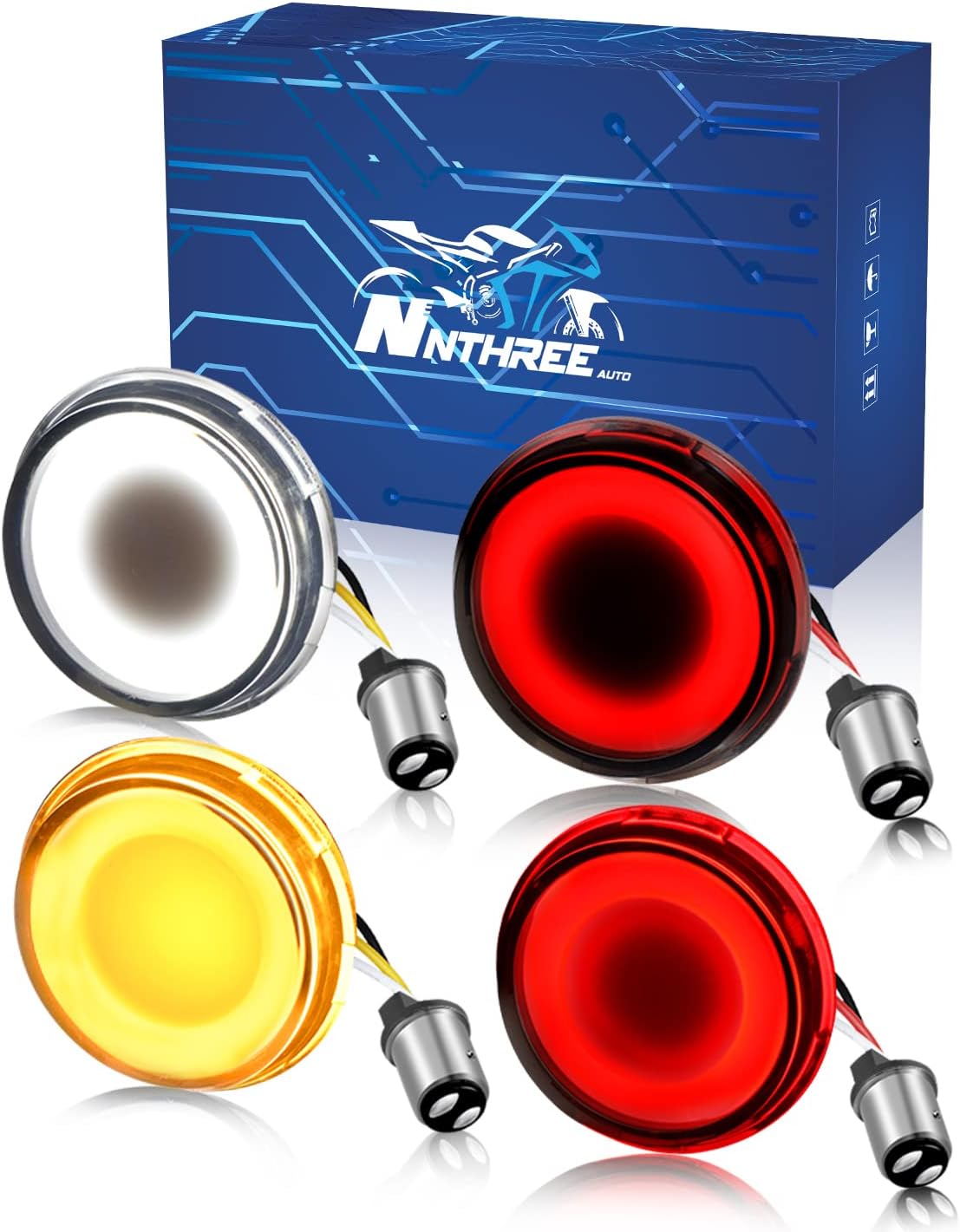 NTHREEAUTO 1157 LED Turn Signals, 2 Inch Bullet Smoked Lens Super Bright Turn Signal Light Compatible with Harley Road King Street Glide Electra Glide Softail Dyna Fat Boy, Front Rear