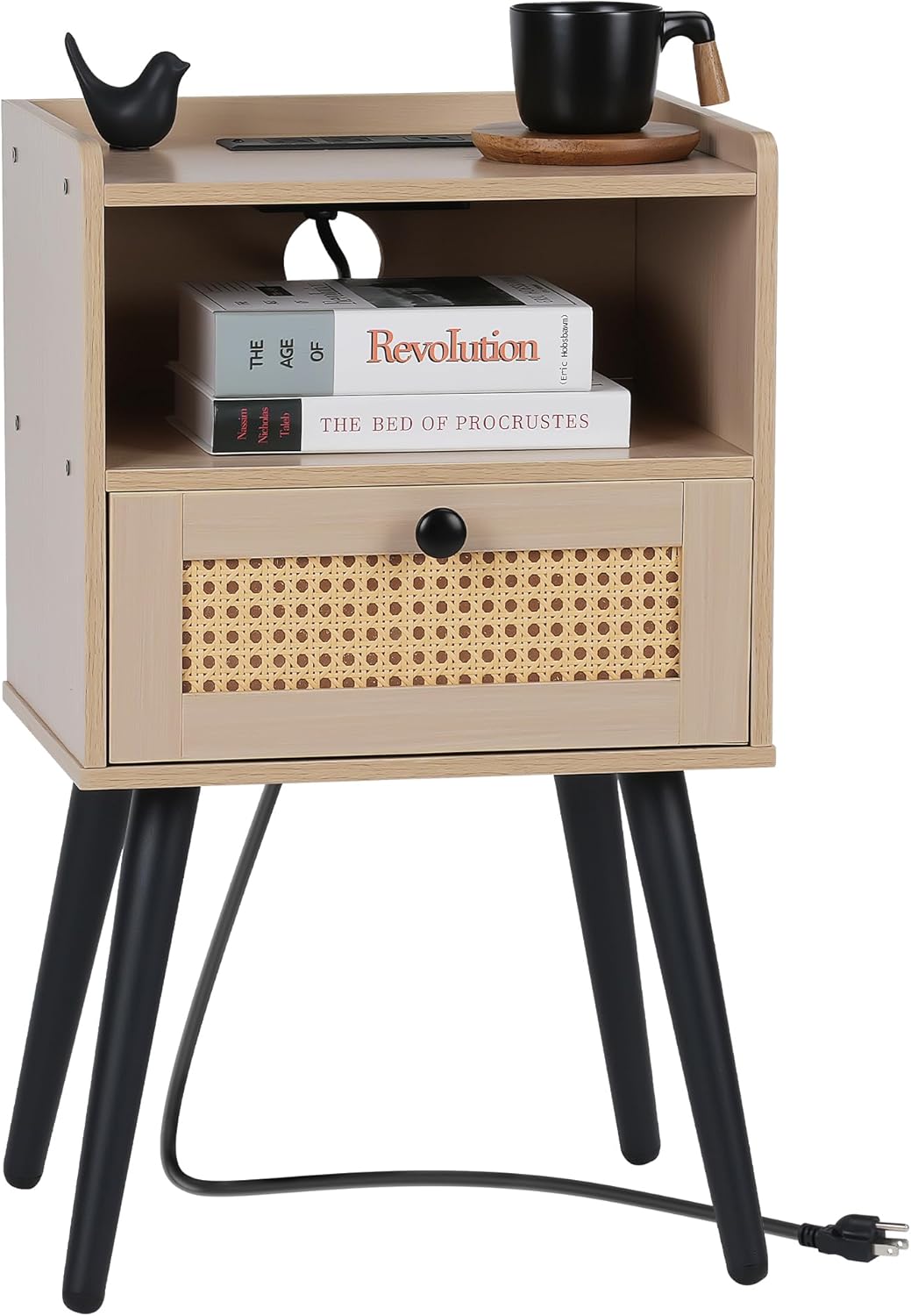 Conami Nightstand with Charging Station, Nightstand with