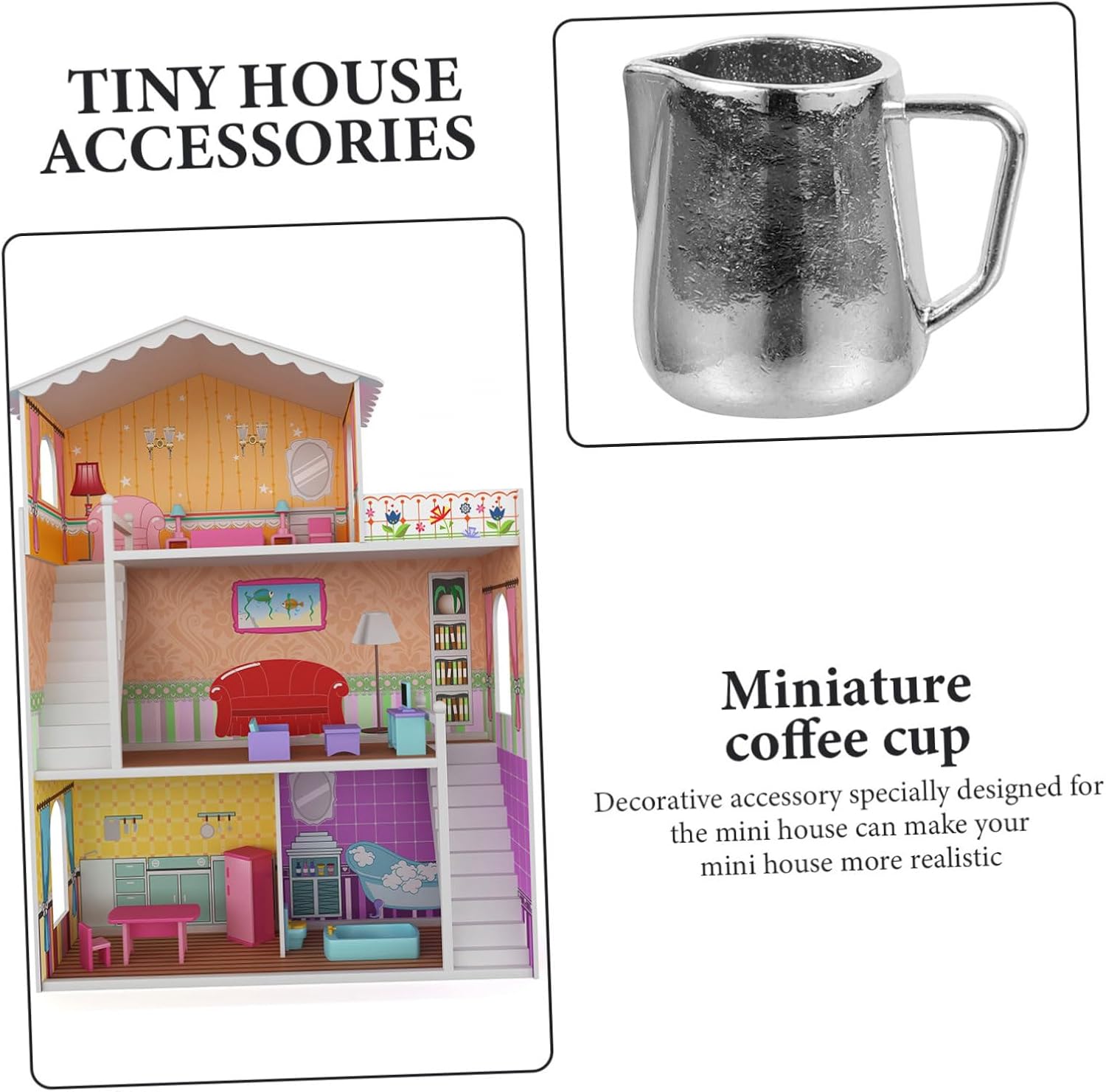 Miniature Milk Frothing Jug Espresso Milk Pitcher Dollhouse Coffee Cup Ornament Tiny House Accessory 0.78X0.66X0.47In