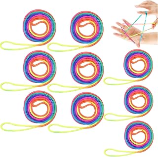 あやとり 紐 9本セット 知育玩具 あやとりひも 結び目のない ロープ 子供あやとり糸 虹色 遊び道具 手芸