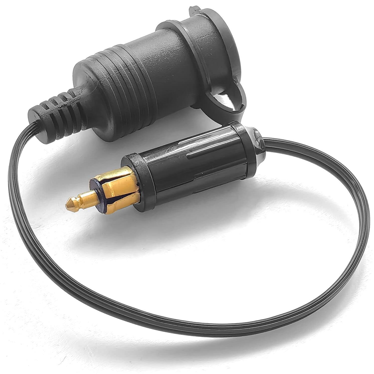 OUYFBO European Male Din Plug to US Female Cigarette Lighter Socket Adapter 12V-24V with Waterproof Cover