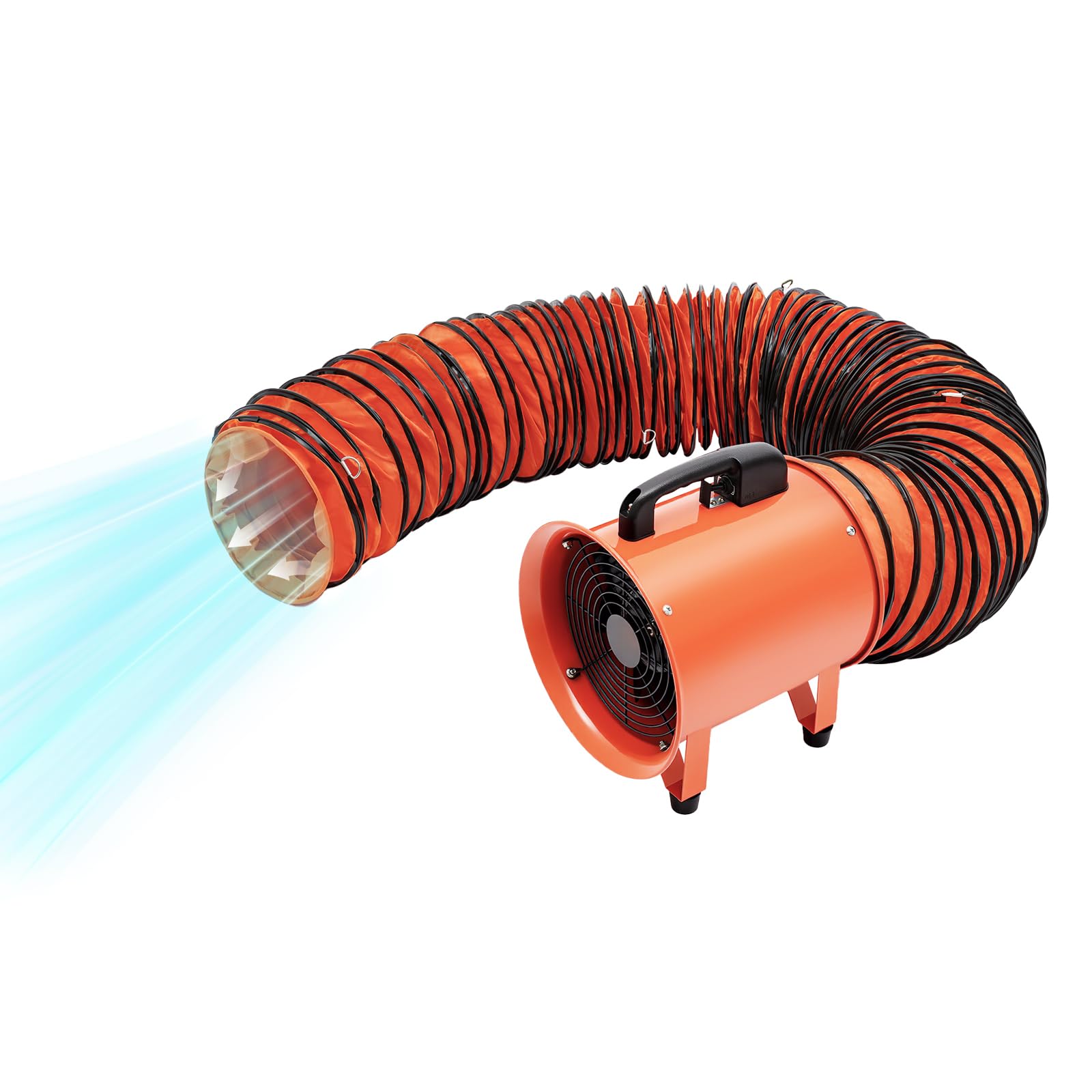 320W Bauventilator, 2800/3300rpm AC-Motor Baugebläse, Kanalventilator Tragbares Gebläse, Baulüfter mit 32,81 Fuß langer PVC-Kanalschlauch für Werkstätten, Schweißkabinen