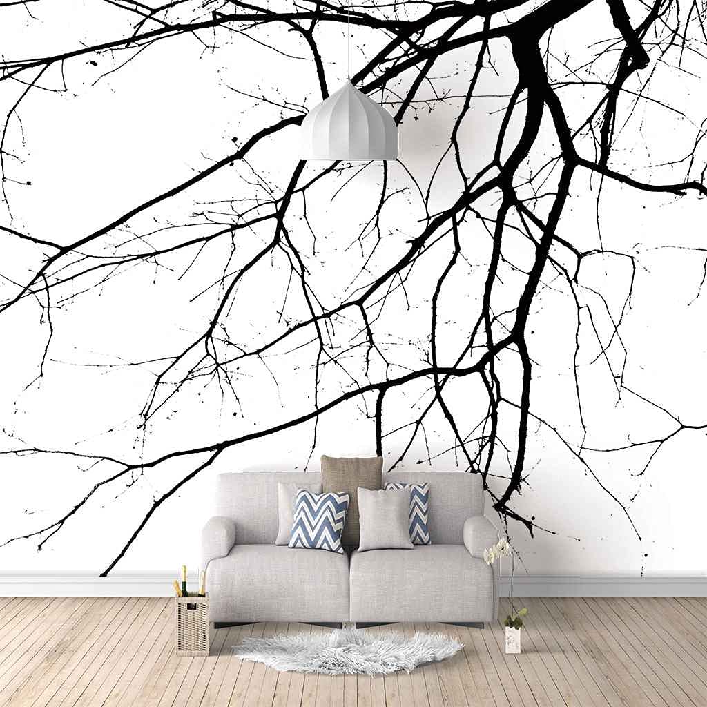 Papier Peint 3D Art Branche Noire Poster Mural Salon 150x105