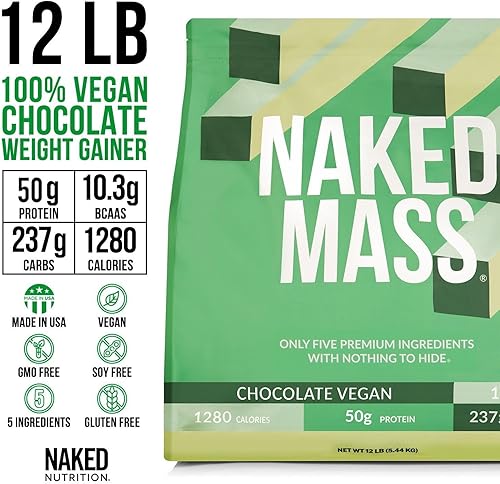Vista 35 de Naked Vegan Mass - Proteína en polvo natural vegana, 8 libras a granel, sin OMG, sin gluten, sin soja y sin lácteos. Sin ingredientes artificiales