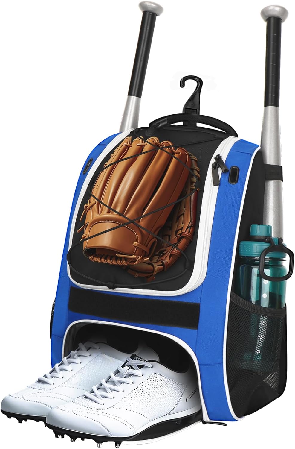 LARIPOP Youth Baseball Bag, Bat Backpack with Fence Hook & Separate Shoe Compartment, Waterproof Equipment Bag for Baseball, T-Ball & Softball