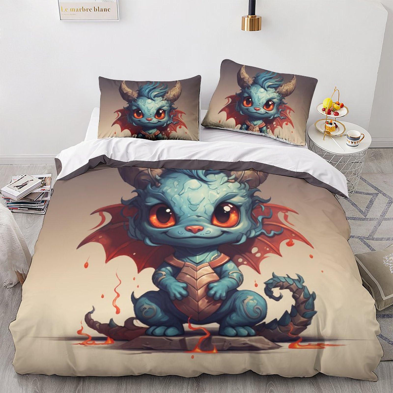 Housse de couette 200x200 dragon zippée pour simplifier le lit de votre enfant sans effort