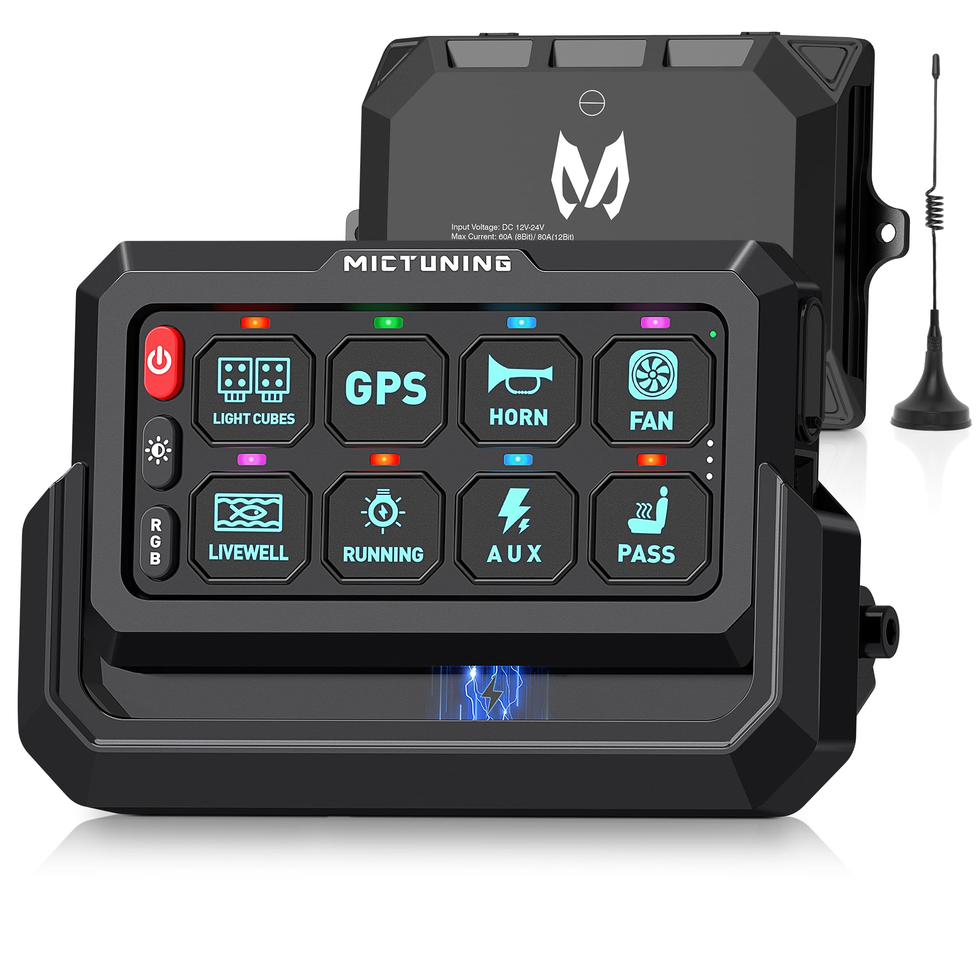 Photo 1 of MICTUNING P1s-W+ Wireless 8 Gang Switch Panel, 328FT Remote Control Range, Up to 4-Panels Simultaneously, Multifunction Toggle Momentary Flash Strobe Circuit Control Relay System Box for Car RV