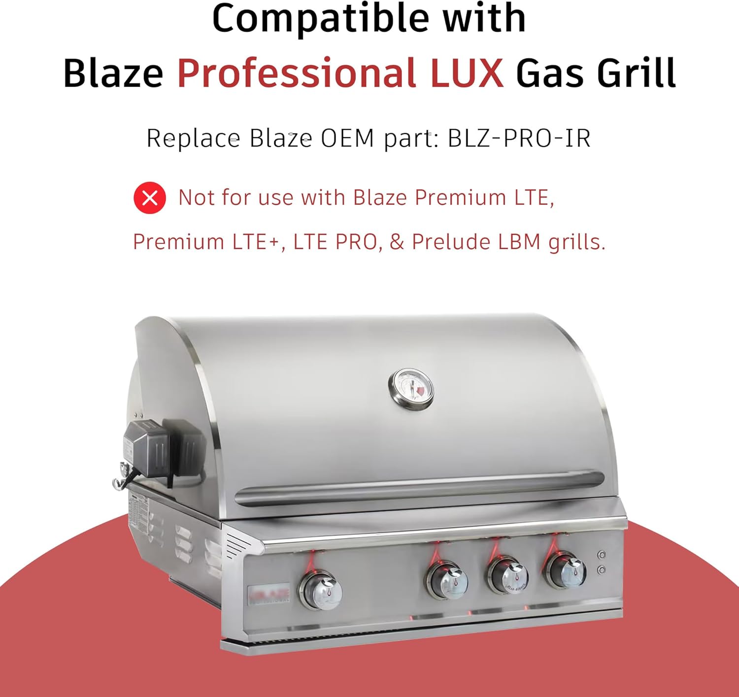 Infrared Searing Burner for Blaze Professional LUX Gas Grill, 304 Stainless Steel Grill Burner Replacement, Grill Replacement Part for Blaze, BLZ-PRO-IR