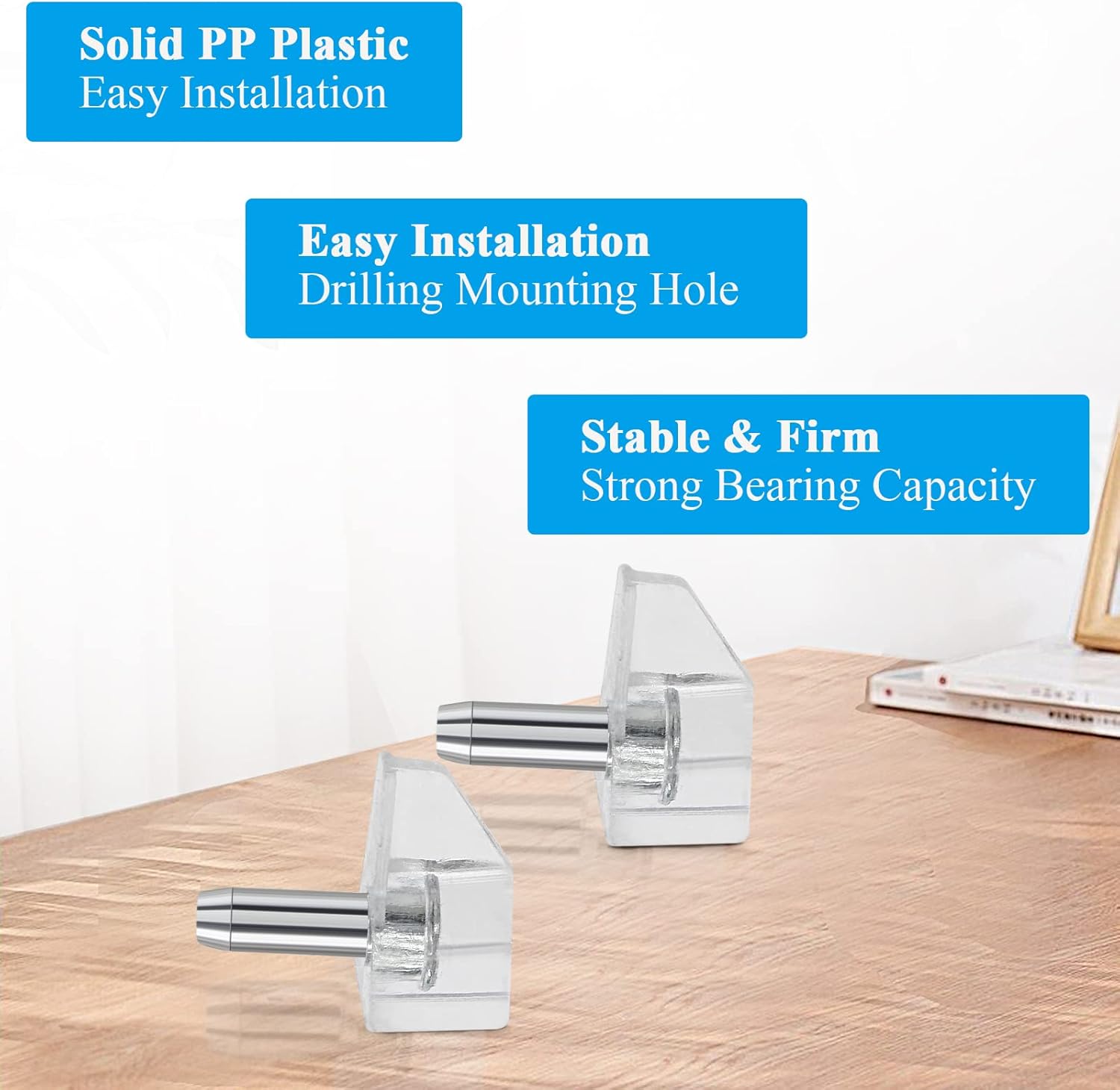 60pcs 1/8 Inch (3mm) Shelf Support Peg, Clear Plastic Cabinet Shelf Pins, Shelf Supports Pins for Closet, Kitchen, Furniture Shelves Holder Pegs
