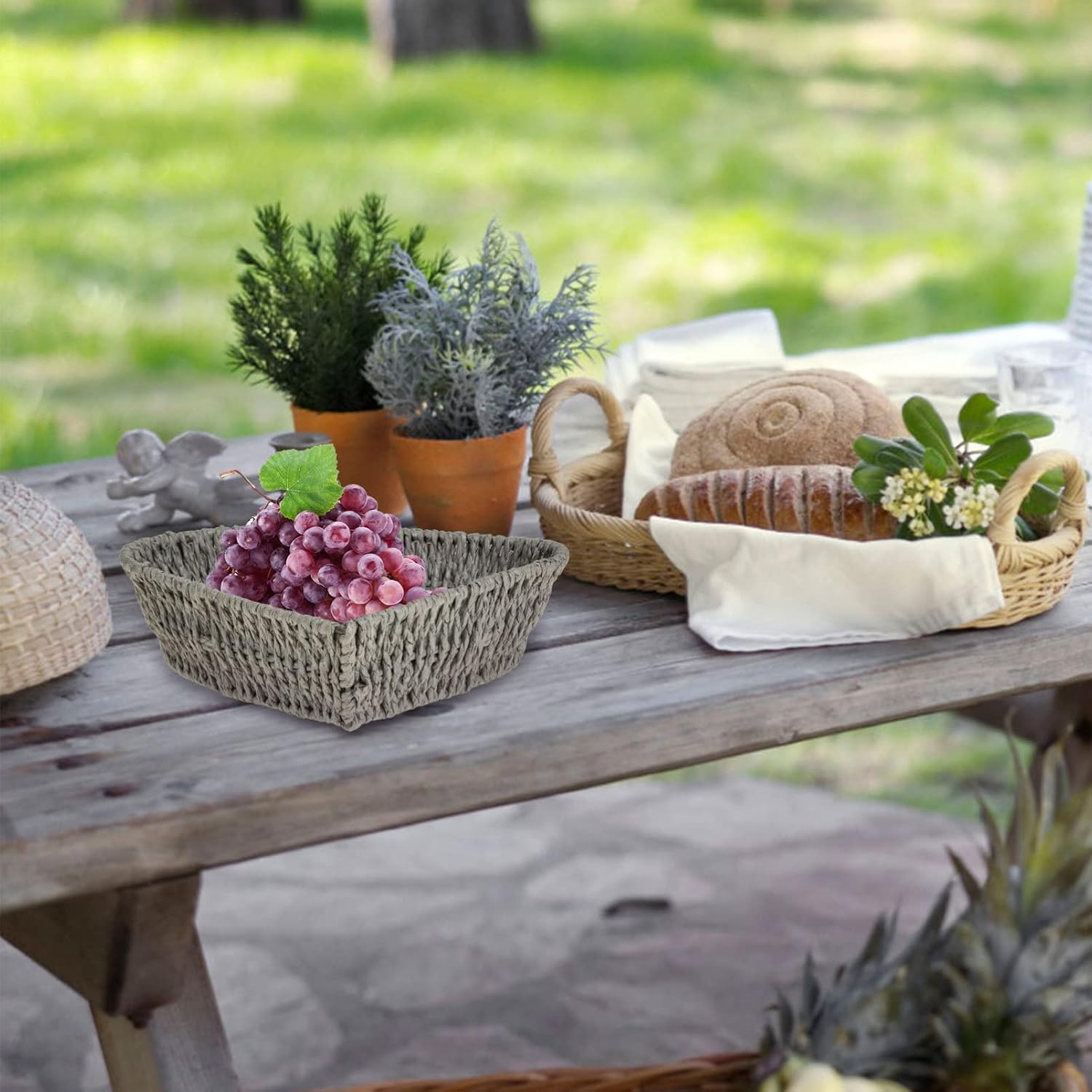 Paper Rope Heart Basket Willow Food Basket Sundries Basket Woven Food Serving Bowl Small Woven Basket Paper Rope Basket Heart Basket Tray Snack Containers Heart s Wedding Wicker
