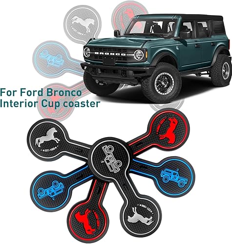 Miniatura 7 de Portavasos para automóvil compatible con Ford Bronco Offroad 2021-2025, posavasos decorativos de silicona para automóvil, accesorios para automóvil