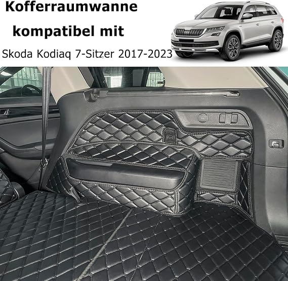 Boot Liner for 2017-2023 Skoda Kodiaq 7-Seater Boot Mats | (and Rear Left and Right Side Panels) Dog Friendly