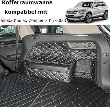 Boot Liner for 2017-2023 Skoda Kodiaq 7-Seater Boot Mats | (and Rear Left and Right Side Panels) Dog Friendly