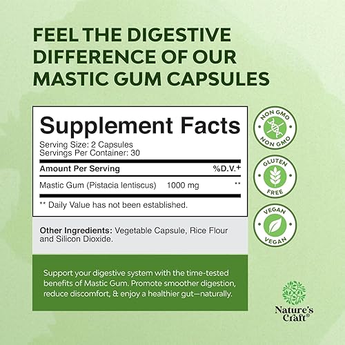 Miniatura 6 de Cápsulas de goma mastica de alta resistencia, suplemento de digestión a base de hierbas que proporciona alivio del malestar estomacal para adultos,