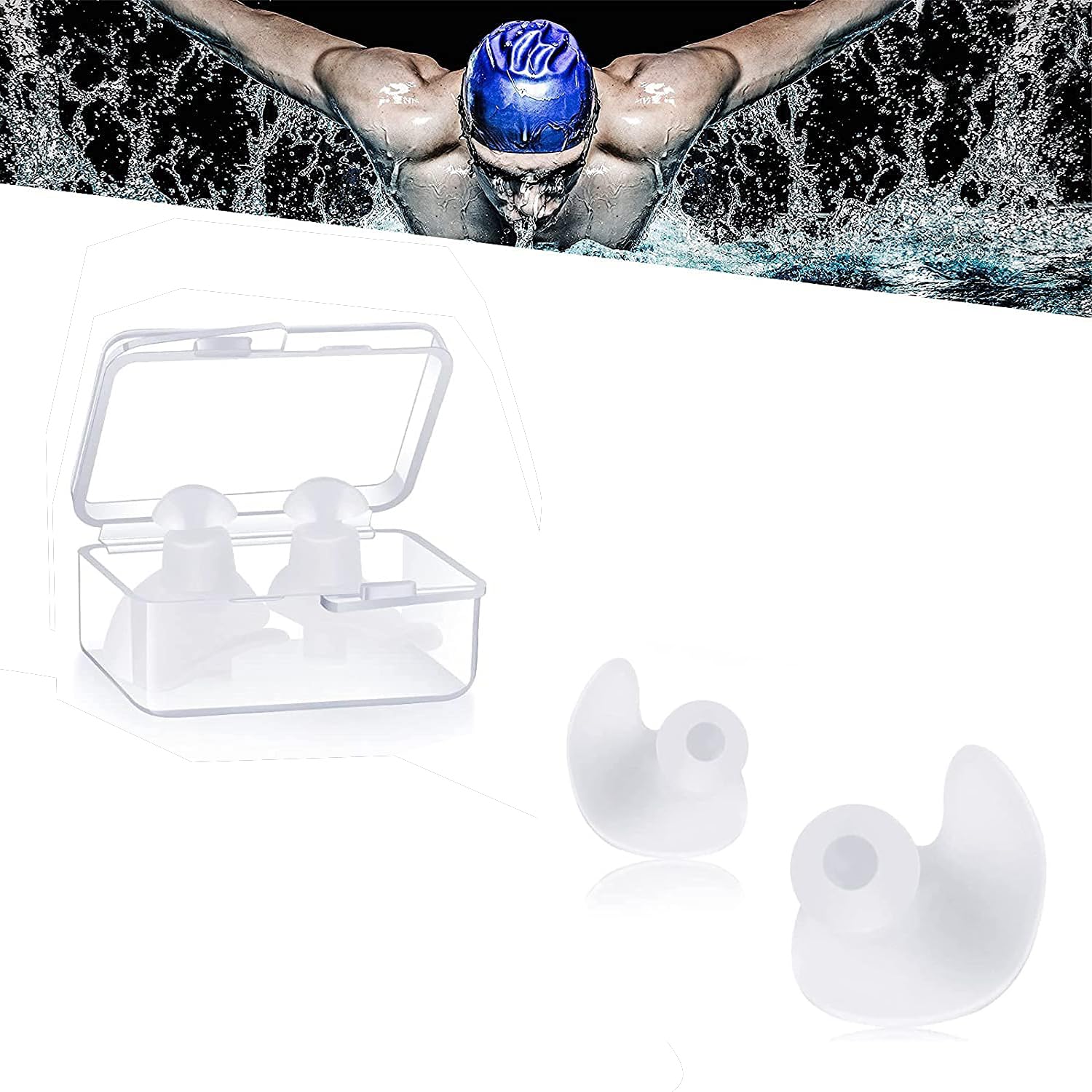 James 2 Pairs Swimming Ear Plugs for Men and Women, with Storage Case, Waterproof Reusable Silicone Ear Plugs for Surfers, Swimmers and Triathlon (White) (B0B4W7F8X9) Amazon Price History, Amazon Price Tracker