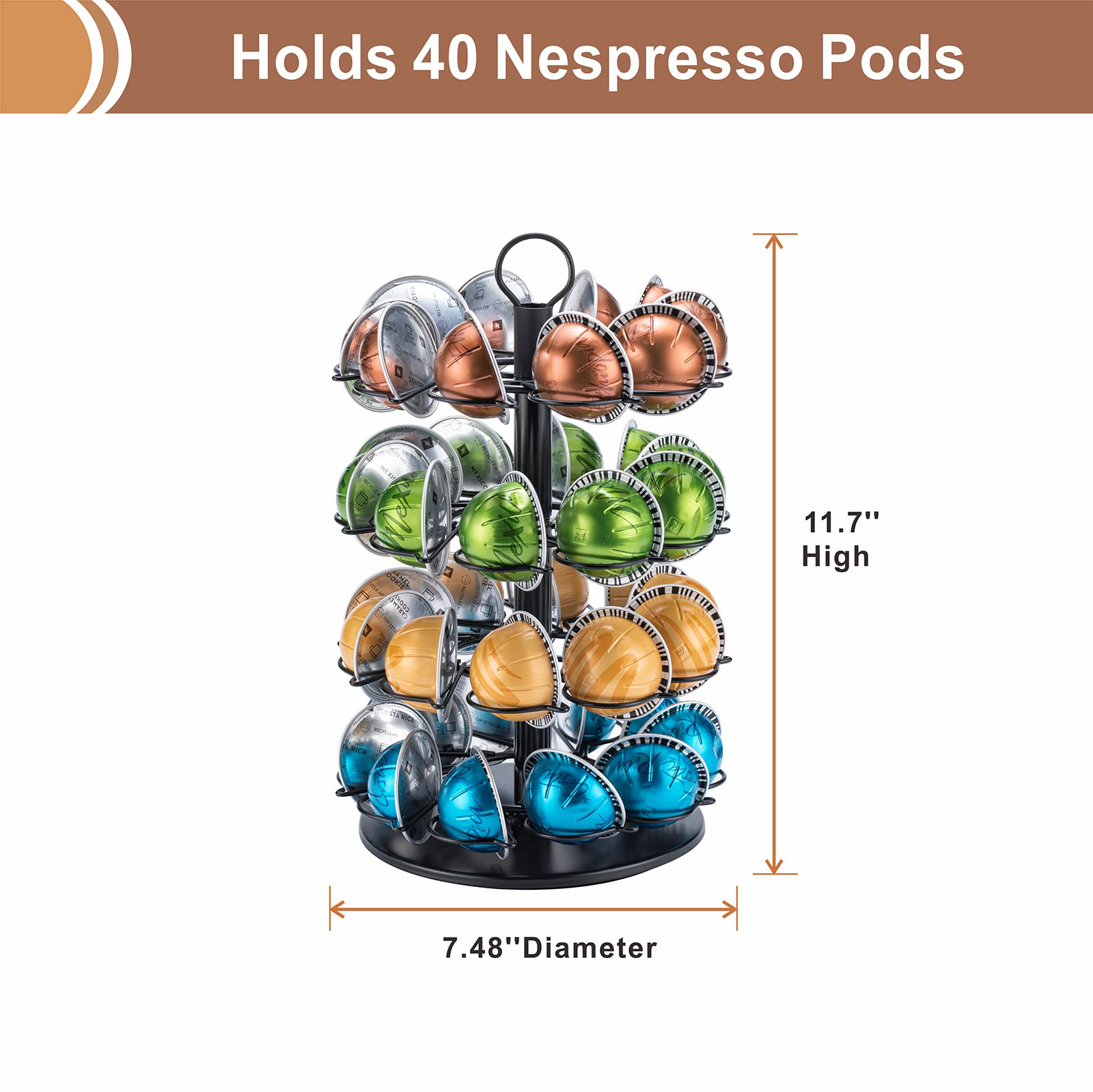 Soporte para cápsulas de café Nespresso con 4 niveles DIY para almacenamiento de cápsulas Vertuoline (capacidad de 40 cápsulas)