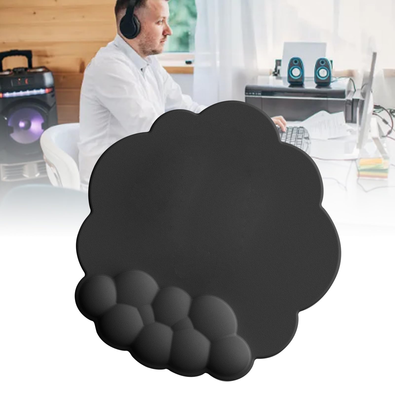 Podkładka Pod Mysz Cloud Podpórka Pod Nadgarstek, Ergonomiczna Podkładka Pod Mysz do Gier łagodząca Ból, Przenośna Wygodna Podkładka Pod Mysz z antypoślizgową podstawą (BLACK)