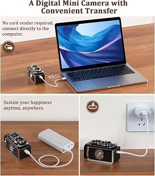 CHUZHAO Mini Retro Digital Camera Vintage Camera Twin Lens Reflex 1080P 12MP Autofocus Compact Cameras with 16GB Card Small Digital Retro Cameras for Kids Boys Girls Teen Students Beginner Gift
