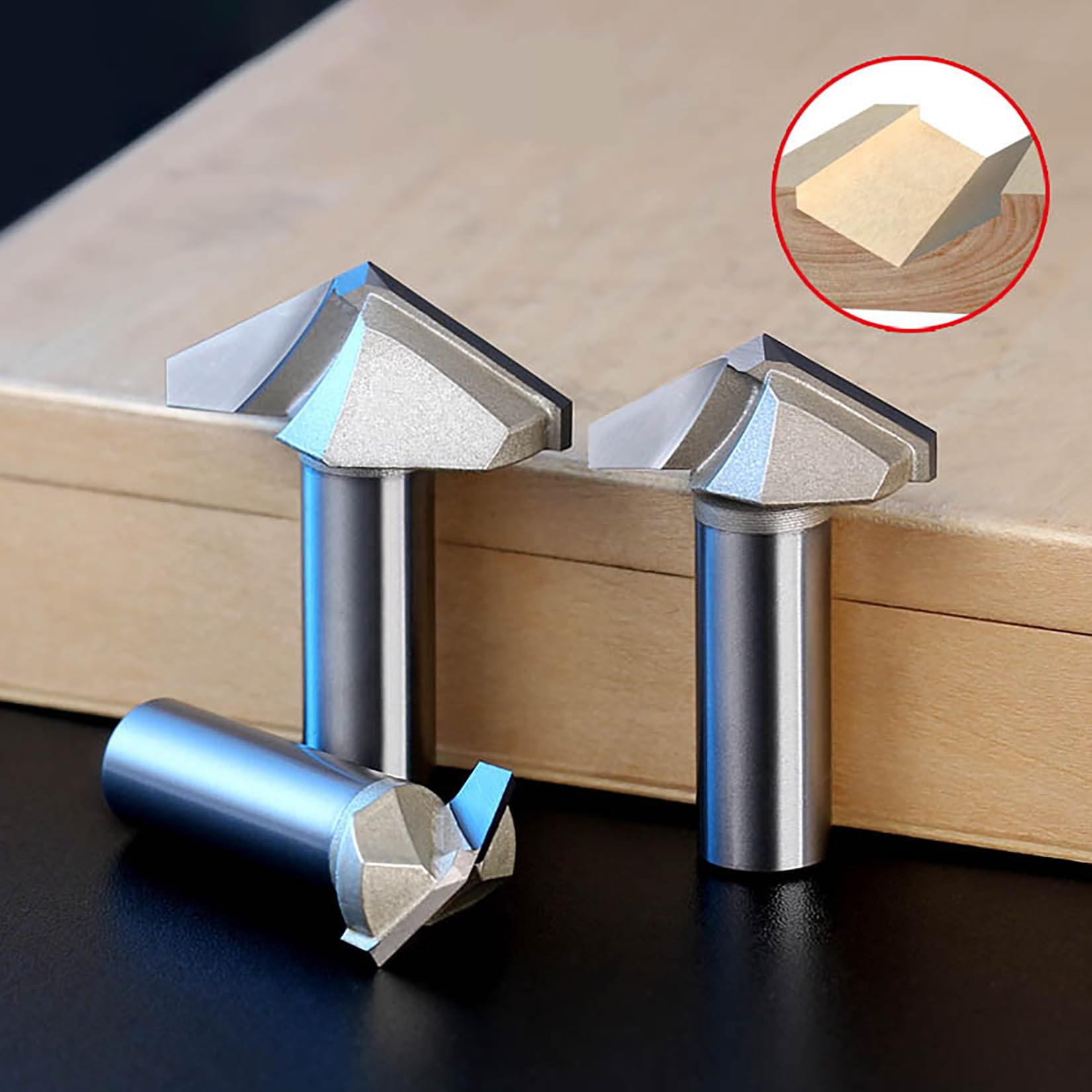 Fraise à rainurer à tige en V de 120 degrés 50 mm de diamètre avec pointe en carbure CNC pour le travail du bois, la gravure et la sculpture