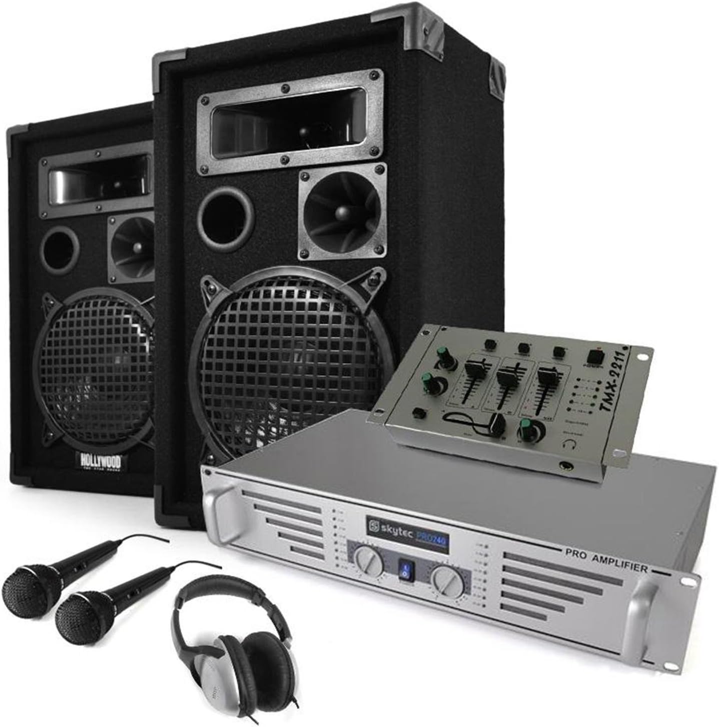 PA System DJ Set 'Startup' Speakers Amp Mixer Mics 600W